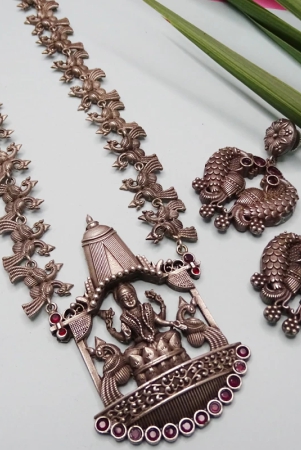 long-oxidized-silver-tone-temple-necklace-set