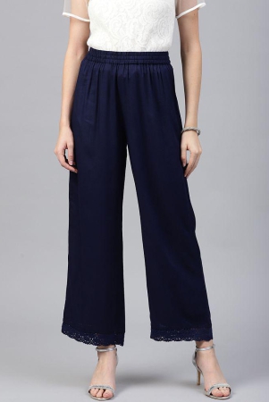 Juniper - Navy Rayon Wide leg Women's Palazzos ( Pack of 1 ) - None