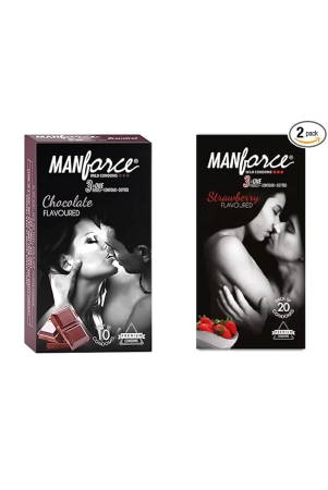 manforce-chocolate-strawberry-condoms-10s-combo-of-2-condom-set-of-2-20-sheets