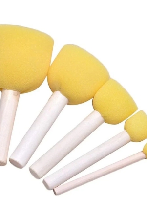 eclet-5-pcs-round-stencil-yellow-sponge-dabber-wooden-handle-foam-brush-for-art-crafts-stippler-set-diy-painting-tools-c