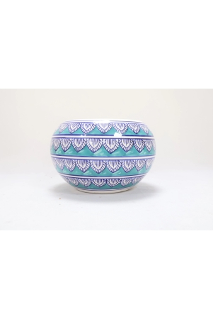 khurja-pottery-outdoor-pot-apple-shape-light-green-colour-big-size-6-inches