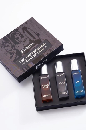 Pilgrim The Impressions Collection 3 in 1 (3x20ml) Gift Box Perfume For Men (Eau de parfum)| Long Lasting perfume with spicy, woody & aquatic fragrance| Designed in France| Alpha, Greek God & Zen