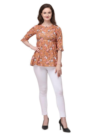 Berrylicious - Orange Crepe Women's Empire Top ( Pack of 1 ) - M