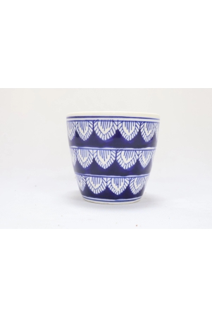 khurja-pottery-indoor-pot-glass-shape-navy-blue-colour-medium-size-5-inches