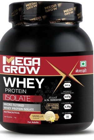MEGAGROW Whey Protein (Powder) Isolate - Vanilla Flavor- 1 kg