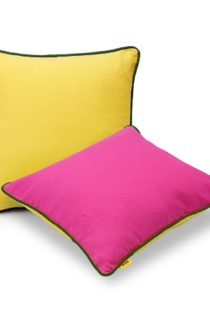 Reversible Cord Cushion Cover | SET OF 2 Pink-Yellow