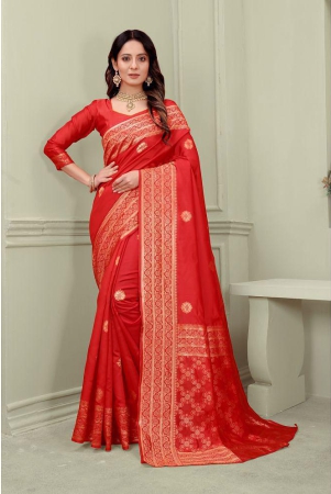 ofline-selection-red-cotton-blend-saree-with-blouse-piece-pack-of-1-red