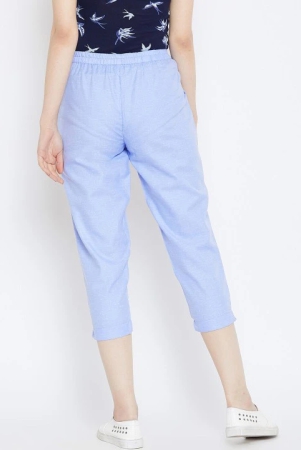 Women Blue Relaxed Cropped Trousers