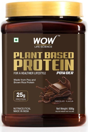 WOW Life Science Plant Protein Powder - Made From Pea & Brown Rice Protein -chocolate Flavour