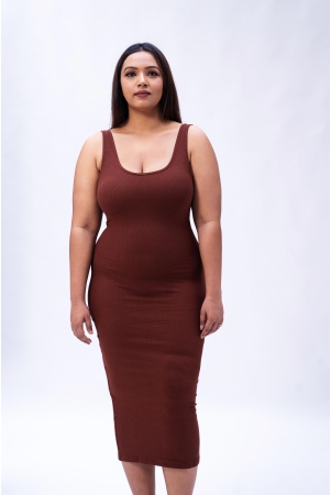 built-in-bra-and-shapewear-brown-thick-straps-deep-back-midi-dress