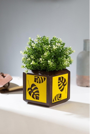 qubo-tropical-yellow-leaf-handmade-wooden-indoor-planter-floral-pattern-durable-plant-pot