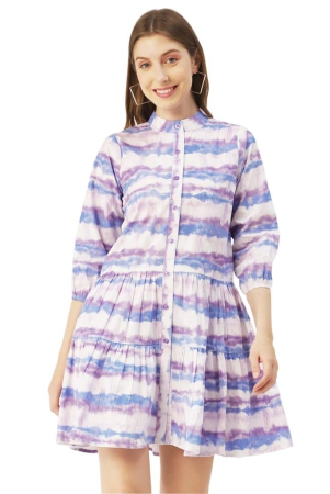 moomaya-printed-cotton-button-down-shirt-dress-quarter-sleeve-short-summer-resort-dress