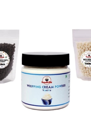 foodfrillz-whipping-cream-powder-100-g-white-choco-chips-dark-choco-chips-50-g-each