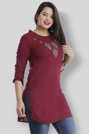 highlight-fashion-export-maroon-viscose-womens-straight-kurti-pack-of-1-xxl