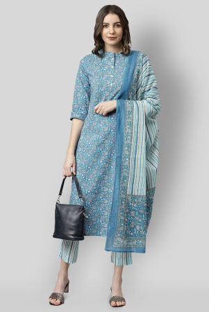 Janasya - Blue Cotton Women's Stitched Salwar Suit ( Pack of 1 ) - None