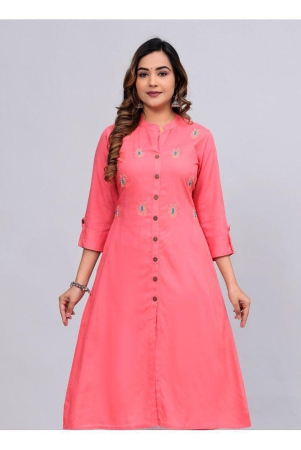 mauka-rayon-embroidered-front-slit-womens-kurti-pink-pack-of-1-none