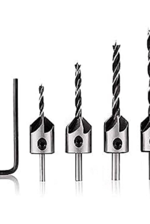 kp2-drill-bit-set-with-countersink-attachment-special-wooden-chamfer-tool-for-drilling-screw-with-head-counter-on-wood-set-brad-point-woodworking-hss-drill-bit-4pcs