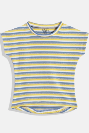 yellow-blue-striped-extended-sleeves-top