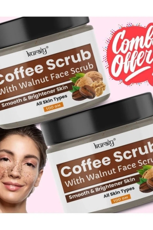 KURAIY Coffee Smooth And Brighter Skin Face Scrub for All Skin Types 100g (Pack Of 2)