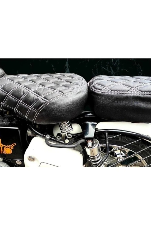 kohli-bullet-accessories-royal-enfield-classic-350-and-500-diamond-design-seat-cover-black-with-white