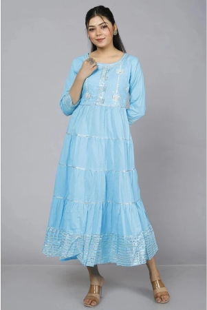 jc4u-light-blue-cotton-blend-womens-fit-flare-dress-pack-of-1-none