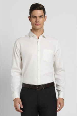 Men White Slim Fit Formal Full Sleeves Formal Shirt