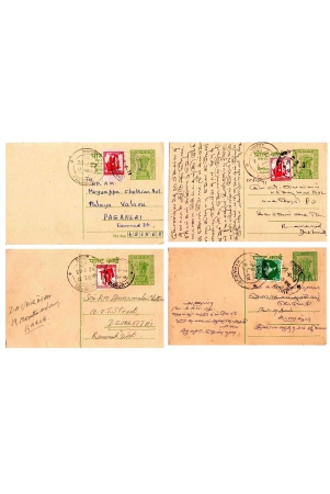 india-set-of-4-used-post-cards-with-stamps