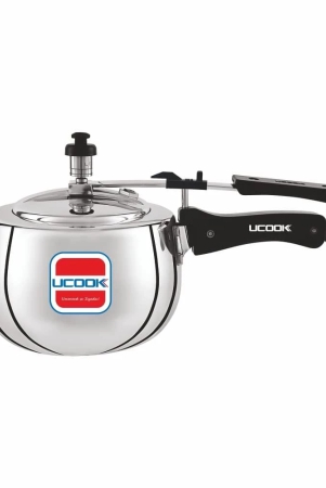 UCOOK By UNITED Ekta Engg. Silvo Plus 2 Litre Oval Induction Base Aluminium Inner Lid Pressure Cooker, Silver