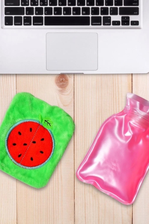 6509 Watermelon small Hot Water Bag with Cover for Pain Relief, Neck, Shoulder Pain and Hand, Feet Warmer, Menstrual Cramps.