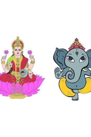 asmi-collection-goddess-lakshmi-and-god-ganesha-religious-inspirational-sticker-40-x-35-cms-