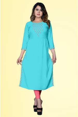 haya-fashion-light-blue-rayon-womens-a-line-kurti-pack-of-1-none