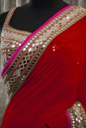 beautiful-georgette-mirror-work-saree-with-blouse-piece-red