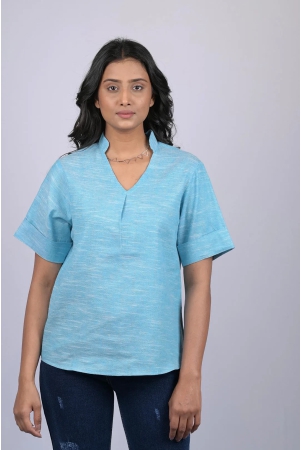 top-for-women-stylish-western-wear-and-trending-and-daily-wear-and-party-wear-sky-blue-colour-v-neck-top-otl-tps1048-blue-m