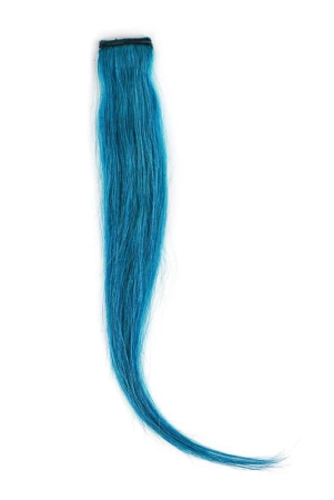 RefynHair - 100% Natural Human Hair Extensions Wigs | Teal Color Streax | 20 Inches | Pack of 1 | Streaks Highlighter For Women And Girls | Rainbow Color Hair Extensions for Festival Party