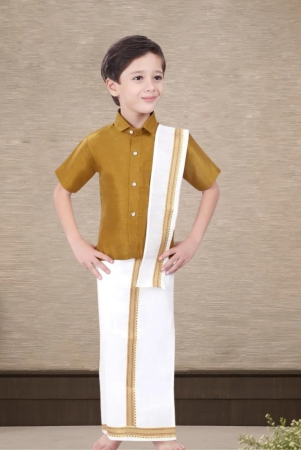 mustard-yellow-cotton-silk-half-sleeves-shirt-and-mundu-lungi-set-with-uparnatowel-2-2-3-years