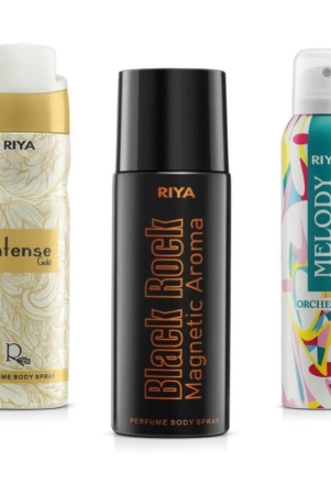 riya-intense-gold-black-rock-melody-perfume-body-spray-for-unisex-150-ml-pack-of-3-