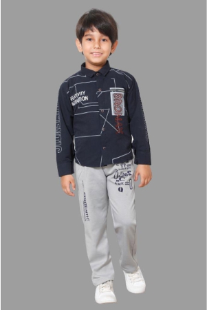 dkgf-fashion-navy-blue-cotton-blend-boys-shirt-pants-pack-of-1-none