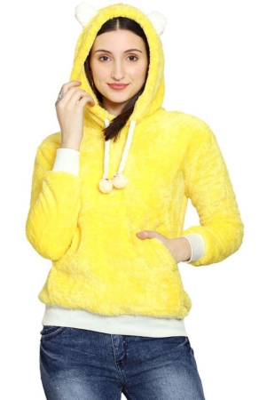 ppthefashionhub-faux-fur-womens-hooded-sweatshirt-yellow-none