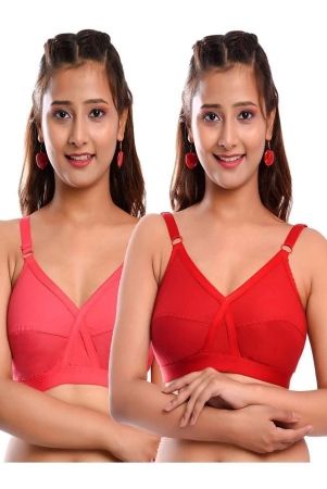 Elina Pack of 2 Cotton Non Padded Womens Everyday Bra ( Multi Color ) - 44D