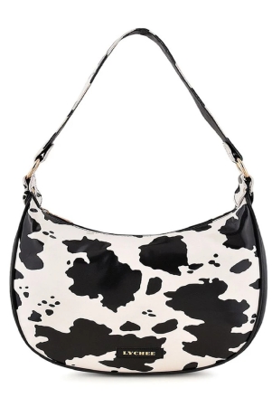 Lychee bags Women Canvas Shoulder Bag ( Black  & white )