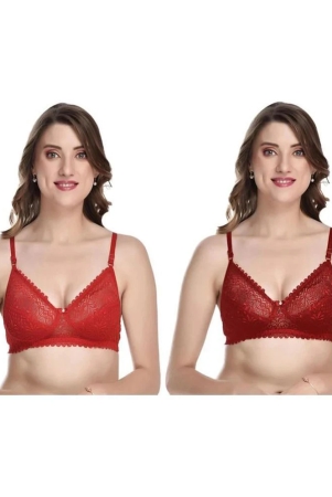 kiran-enterprises-red-net-non-padded-womens-everyday-bra-pack-of-2-none