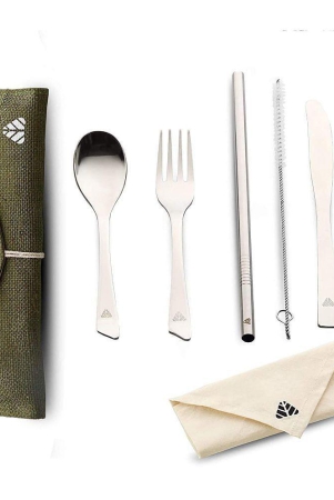 rusabl-dark-green-stainless-steel-cutlery-set-pack-of-1-dark-green