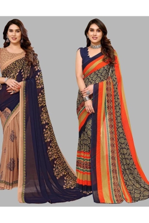 anand-sarees-georgette-printed-saree-with-blouse-piece-multicolour-pack-of-2-multicolour