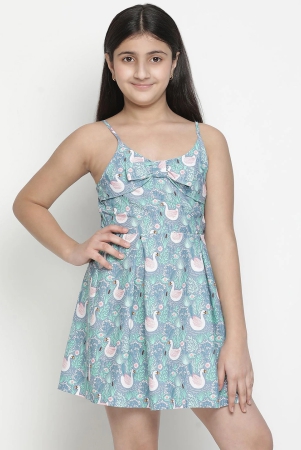 Oxolloxo Girls Blue & Off White Satin Dress