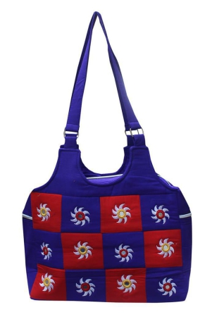 mandhania-eco-friendly-cotton-mirror-patchwork-bag-for-women-dark-blue