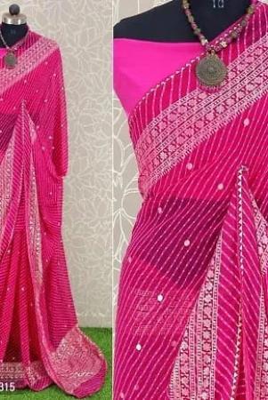 georgette-striped-printed-sarees-with-blouse-pink