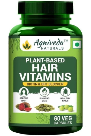 Agniveda Naturals Plant-Based Hair Vitamins Biotin, Dht Blocker, Promotes Hair Growth - 60 Veg Caps