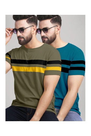 AUSK - Green Cotton Blend Regular Fit Men's T-Shirt ( Pack of 2 ) - None