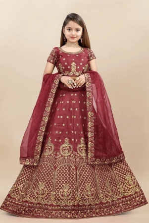 apnisha-maroon-silk-girls-semi-stitched-lehenga-choli-set-pack-of-1-none