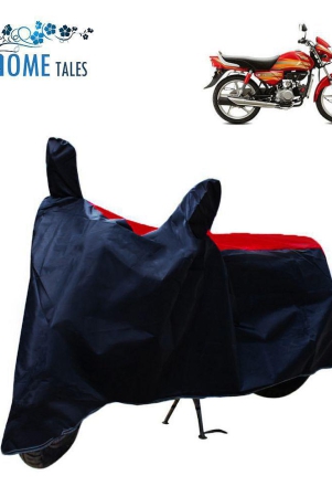 hometales-dustproof-bike-cover-for-hero-hf-deluxe-with-mirror-pocket-red-blue